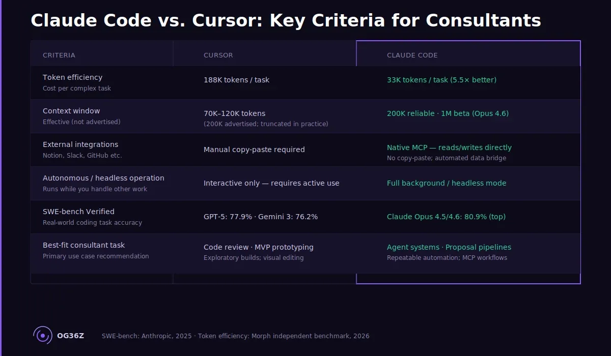 What Is Claude Code Better At Than Cursor for Consultant-Built Systems? - og36z